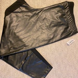NWT. Old navy faux leather black leggings. Black.